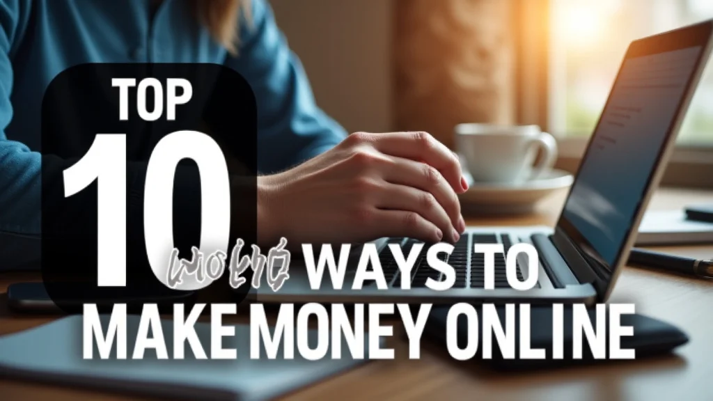 The image shows a diverse group of people successfully working on laptops, illustrating top 10 ways to make money online.